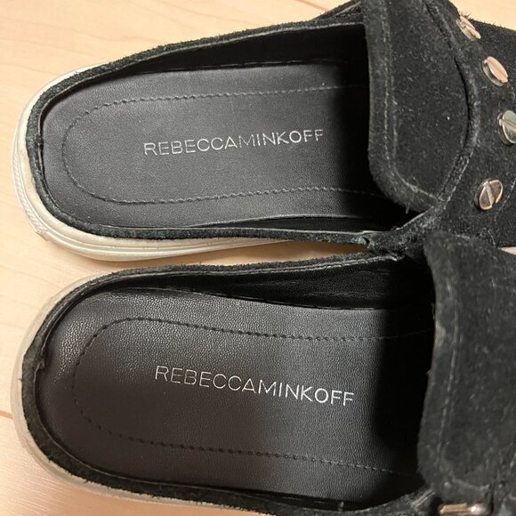 Rebecca Minkoff Black Suede Studded Sneaker Slides Sz 6 - Picture 7 of 10